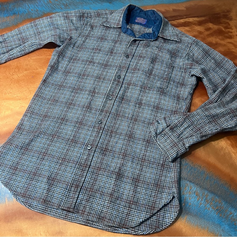 Vintage Pendleton Wool Button Down Shirt houndstooth large USA
